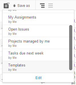 Saved view to see project templates